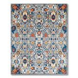 Intricate Gray Persian Area Rug with Vibrant Accents