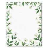 Green White Daisy Leaf Border Area Rug