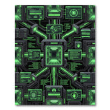 Neon Green Cyber Circuit Matrix Area Rug