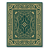 Ornate Green Gold Medallion Area Rug