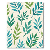 Teal Green Leaf Pattern Area Rug