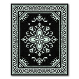 Ornate Teal Floral Black Persian Area Rug