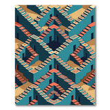 Teal Maze Staircase Geometric Area Rug