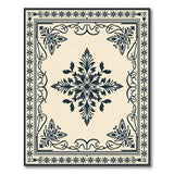 Elegant Black Floral Medallion Area Rug - Beige