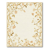 Beige Floral Border Rug with Gold Vines