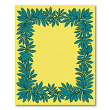 Vibrant Yellow Area Rug with Teal Leaf Border