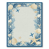 Blue Seashell Starfish Coral Coastal Rug