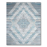 Blue Teal Diamond Heritage Tribal Area Rug