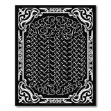 Ornate Arabic Calligraphy Black White Area Rug