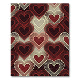 Red Wireframe Hearts Geometric Area Rug