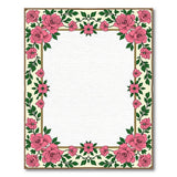 Ornate Pink Rose Floral Border Rug