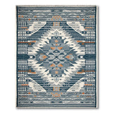 Navy Blue Southwestern Diamond Geometric Rug