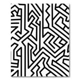 Black White Maze Labyrinth Geometric Area Rug
