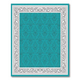 Ornate Teal Damask Floral Area Rug