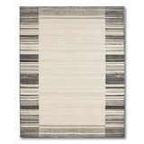 Black White Striped Border Area Rug