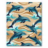 Dynamic Blue Dolphin Sea Wave Rug