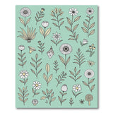 Teal Wildflower Daisy Line Art Area Rug