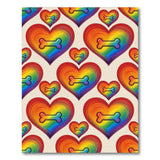Rainbow Hearts Bone Washable Area Rug