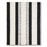 Black White Vertical Stripe Diamond Woven Rug