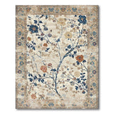 Vintage Blue Floral Cream Area Rug
