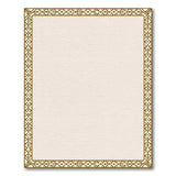 Ornate Gold Geometric Border Beige Area Rug