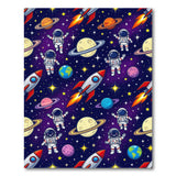 Space Astronauts Rocket Kids Area Rug