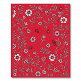 Red Floral Outline Area Rug