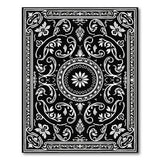 Traditional Persian Black and White Ornate Black White Floral Medallion Rug