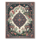 Teal Pink Persian Pavilion Floral Rug