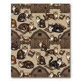 Cozy Tabby Cats Barn Plaid Farmhouse Rug