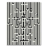 Black White Maze Labyrinth Area Rug
