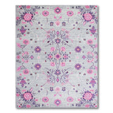 Vintage Grey Pink Floral Area Rug