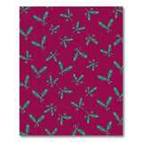Teal Fern Leaf Area Rug on Deep Red
