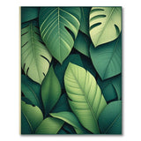 Lush Layered Monstera Leaves Green Area Rug