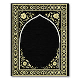 Black Persian Arch Rug with Gold Floral Border