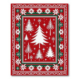 Festive White Christmas Trees on Red Area Rug