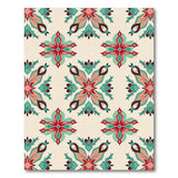 Ornate Red Teal Floral Pattern Area Rug