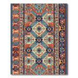 Vibrant Red Blue Persian Medallion Area Rug