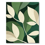 Green Layered Leaves Geometric Area Rug