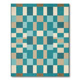 Teal Blue Patchwork Geometric Area Rug