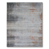 Distressed Grey Abstract Area Rug with Rust Accents