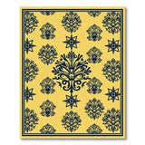 Yellow Persian Area Rug with Navy Blue Motifs
