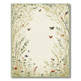 Delicate Green Meadow Floral Rug with Butterflies Bees