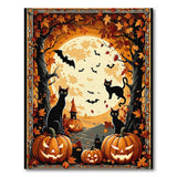 Halloween Black Cats Pumpkins Bats Full Moon Area Rug