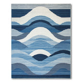 Blue and Teal Modern Blue Wave Geometric Area Rug