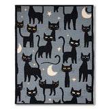 Whimsical Black Cats Stars Moon Area Rug