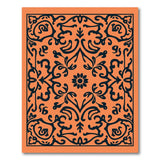 Orange Traditional Persian Rug with Black Floral Motifs