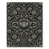 Black Lotus Koi Fish Rose Persian Area Rug