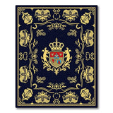 Navy Gold Regal Heraldic Crest Area Rug