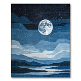 Midnight Moon Over Geometric Mountains Rug